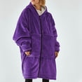 thumbnail image 1 of BLTIBY Women Zipper Fleece Thicked Pajamas Hoodies Long Sleeve House Coat Soft Sleepwear with Pockets Housecoat Loungewear Purple Free Size, 1 of 3