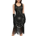 thumbnail image 1 of BLTIBY Women's 1920s Fringed Dress Flapper Costume Vintage Sequin Beaded Tassels Hem Prom Sleeveless Round Neck Cocktail Evening Dresses Gatsby Dress White M, 1 of 6