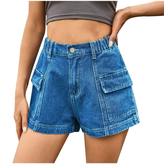 BLTIBY Women's American Sexy Shorts Casual Comfortable Work Shorts Cargo Pants Blue S