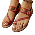 thumbnail image 1 of BLTIBY Women's Boho Floral Embroidered Flat Sandals Toe Ring Leather Flip Flops Vacation Beach Thong Sandal Summer Casual Shoes Red 8.5, 1 of 8