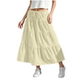 thumbnail image 1 of BLTIBY Women's Boho Flowy White Maxi Skirt Flared Ruffle Elastic Waist Summer Drawstring A Line Skirts Beige 5-6Years, 1 of 9