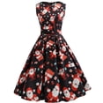 thumbnail image 1 of BLTIBY Women's Christmas Dress Printed Xmas Pleated Swing Dresses Sleeveless Round Neck Vintage Cocktail Prom Party Dress Outfits with Belt 2024 Red M, 1 of 9