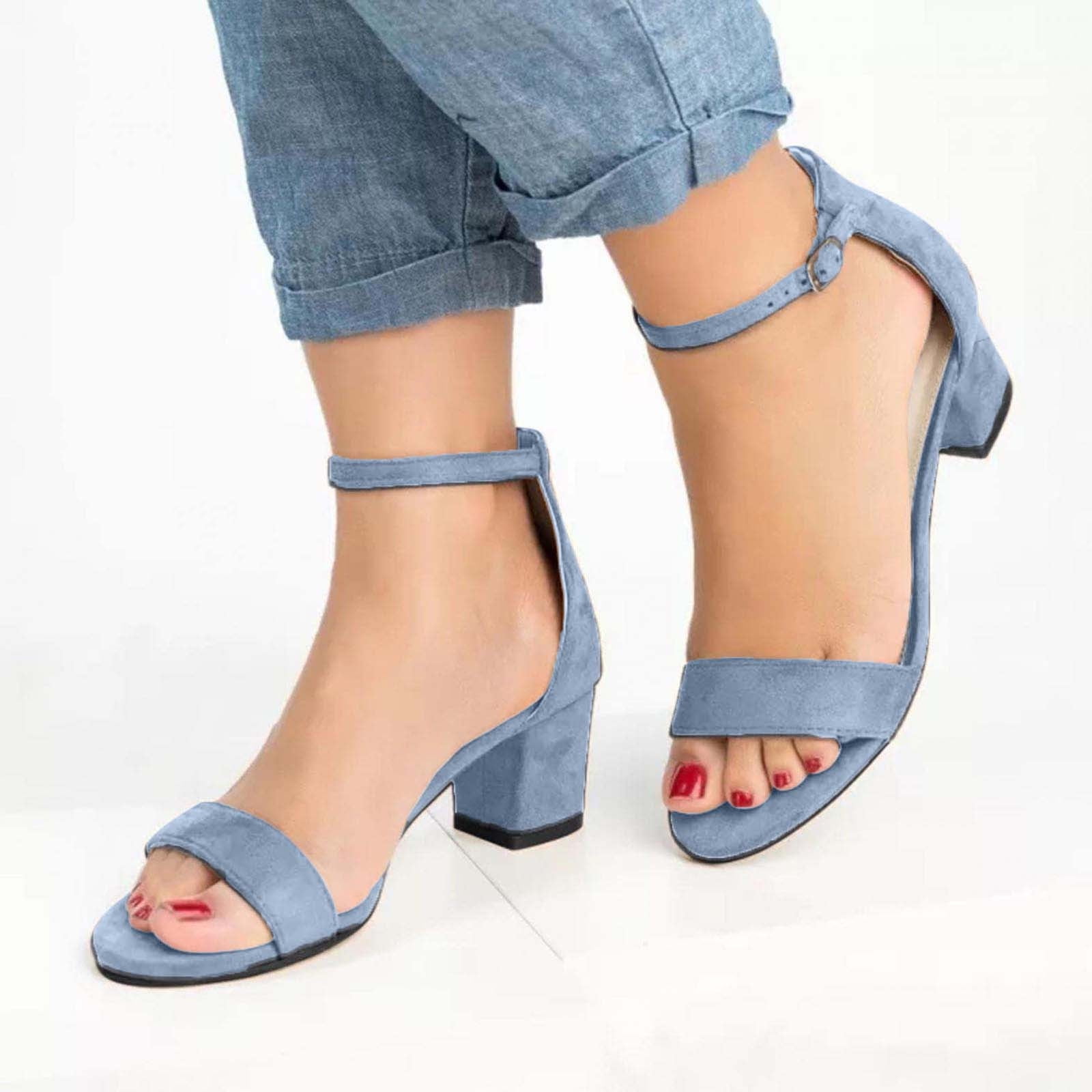 Women's Bow Strappy Sandals - Open Toe Chunky Heels, Ankle Strap Dressy Pumps, Summer Party Shoes - View #3