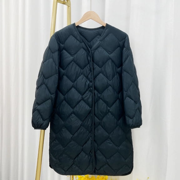 BLTIBY Women's Diamond Quilted Puffer Jacket Lightweight 3/4 Sleeve Button Down Coat Casual Warm Comfy Outwear Green L