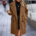 thumbnail image 1 of BLTIBY Women's Double Breasted Fuzzy Trench Coat Fall Winter Long Sleeve Lapel Fleece Long Jacket with Pockets Casual Warm Elegant Overcoat Outwear Brown M, 1 of 5