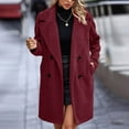 thumbnail image 1 of BLTIBY Women's Double Breasted Fuzzy Trench Coat Fall Winter Long Sleeve Lapel Fleece Long Jacket with Pockets Casual Warm Elegant Overcoat Outwear Wine L, 1 of 5