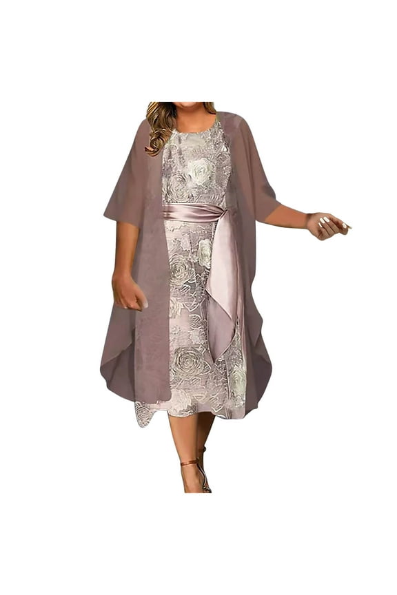 Women's Dress 2 Piece Outfit Floral Printed Sleeveless Loose Maxi Summer Dresses with Coverups Fashion Sets Knee Length Pink XL