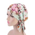 thumbnail image 1 of BLTIBY Women's Ethnic Print Indian Headscarf with Tail Muslim Headcovering Chemo Headwear Head Cover Light Green One Size, 1 of 2