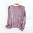 thumbnail image 1 of BLTIBY Women's Fall Pajamas Homewear Tops Thin Single Piece Leisure Home Solid Color Long-Sleeved Versatile Simple Pajamas Purple XL, 1 of 9
