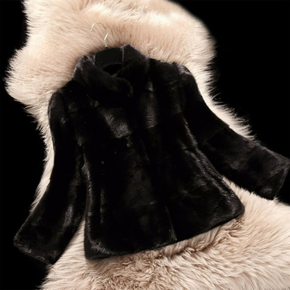 BLTIBY Women's Faux Fur Cardigan Coat Winter Fall Fuzzy Warm Fleece Cropped Jacket Elegant Open Front Casual Comfy Outerwear Black L