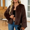 thumbnail image 1 of BLTIBY Women's Faux Fur Cardigan Coat Winter Fall Fuzzy Warm Fleece Cropped Jacket Elegant Open Front Casual Outerwear Coffee M, 1 of 9