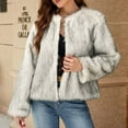 thumbnail image 1 of BLTIBY Women's Faux Fur Coat Fall Winter Fuzzy Warm Fleece Jacket Elegant Open Front Cardigan Casual Cropped Dressy Outerwear Gray L, 1 of 9