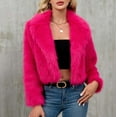 thumbnail image 1 of BLTIBY Women's Faux Fur Coat Winter Fall Fuzzy Warm Fleece Jacket Elegant Open Front Cardigan Casual Cropped Dressy Outerwear Hot Pink S, 1 of 9