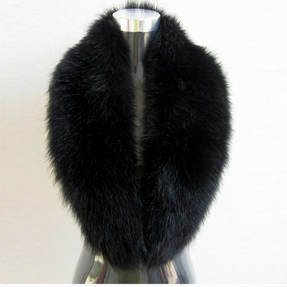 BLTIBY Women's Faux Fur Collar Scarf Wrap Winter Solid Color Warm Shawl Cape Elegant Neck Warmer for Ladies Black Free Size