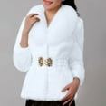 thumbnail image 1 of BLTIBY Women's Faux Fur Winter Coat Fall Winter Fuzzy Warm Plus Size Fleece Jacket Elegant Open Front Cardigan Casual Cropped Dressy Outerwear with Belt White S, 1 of 3