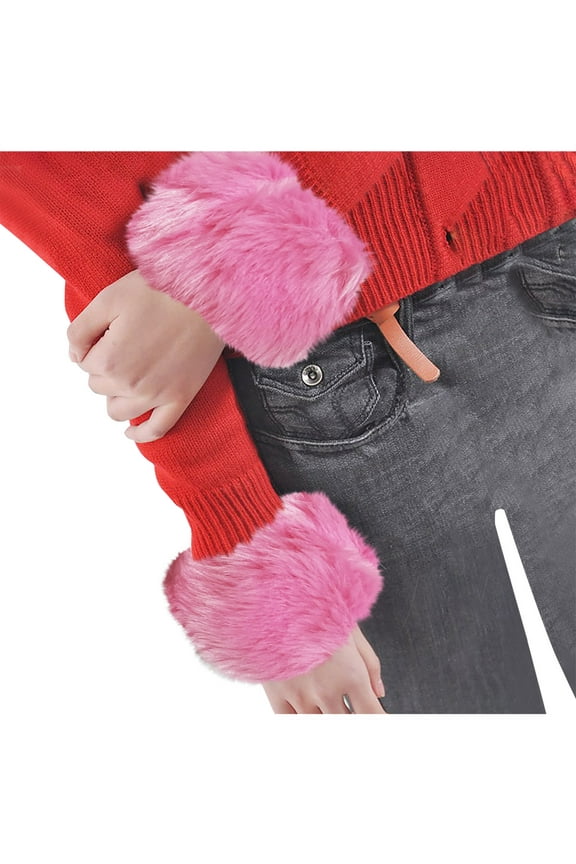 Women's Faux Fur Wrist Cuffs Wrist Warmers Faux Fur Arm Cuffs Winter Warm Warmers for Women Party Cute Costumes Pink One Size