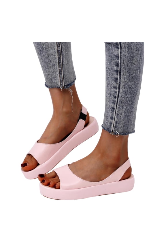 Women's Flat Sandals Fish Mouth Shoes Summer Single Shoes Casual Soft Sole Office Shoes Non-slip Open-toe Sandals Retro Simple Casual All-match Fashion Pink 39