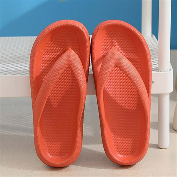 BLTIBY Women's Flip-flops Thick Soled Wedge Heels Sandal Fashion Orthopedic Sandals Summer Casual Beach Shoes Orange 10.5