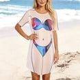 thumbnail image 1 of BLTIBY Women's Funny Bikini Shirt Cover up Short Sleeve Baggy T Shirt Dress Cute Bikini Print Swimwear Hot Pink XL, 1 of 5