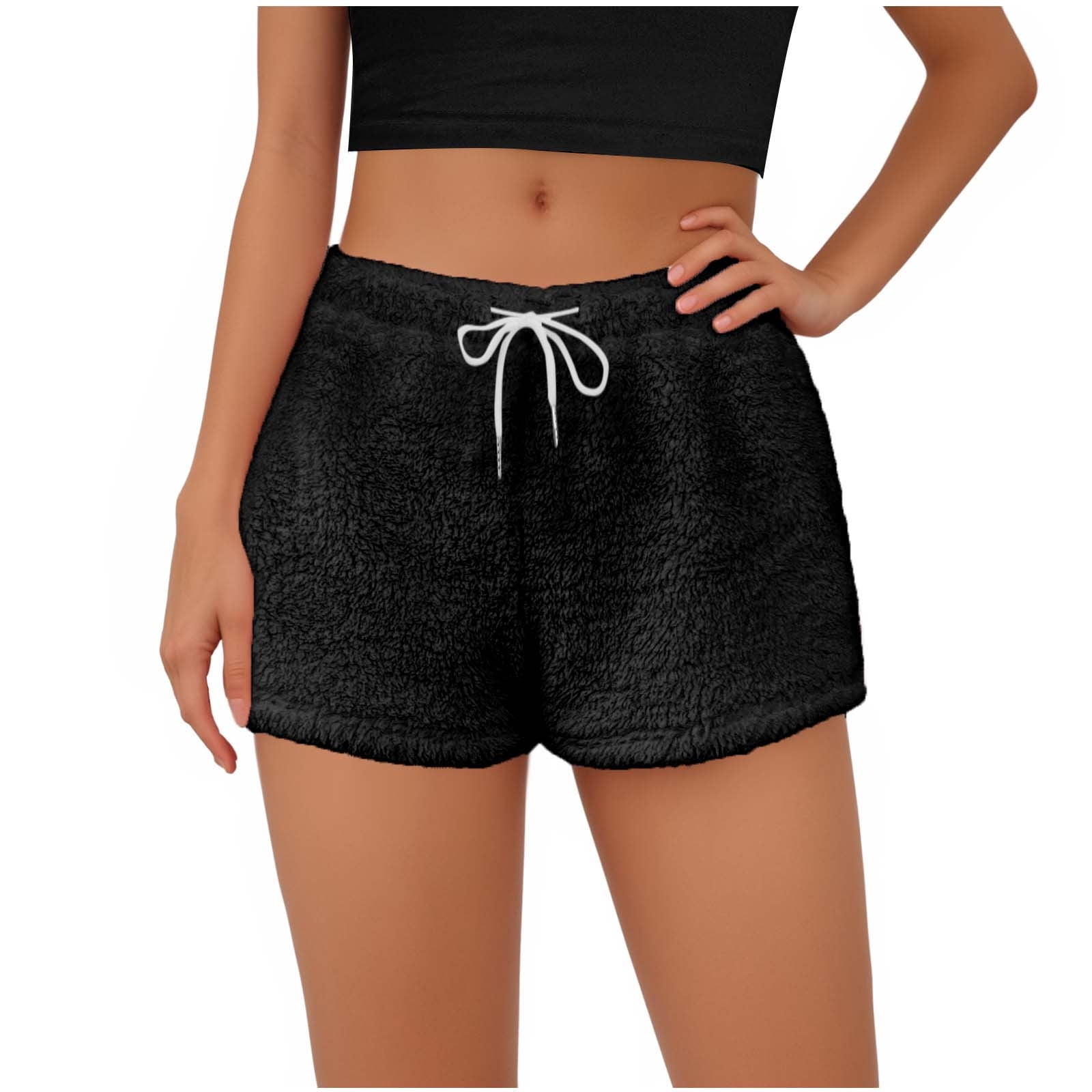 BLTIBY Women's Fuzzy Pajama Shorts Casual Fleece Lounge Short