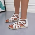 thumbnail image 1 of BLTIBY Women's Gladiator Strap Sandals Flat Fisherman Thong Cross Strappy Sandals Summer Outerwear Open-toe Fashion Shoes with Back Zipper Beige 43, 1 of 8