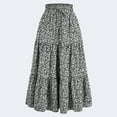 thumbnail image 1 of BLTIBY Women's High Elastic Waist Midi Skirt Casual Summer Trendy Tie Front Flowy Ruffle Floral Print A Line Skirts Gray XL, 1 of 4