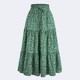 thumbnail image 1 of BLTIBY Women's High Elastic Waist Midi Skirt Casual Summer Trendy Tie Front Flowy Ruffle Floral Print A Line Skirts Green S, 1 of 7