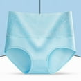thumbnail image 1 of BLTIBY Women's High Waisted Triangle Briefs Printed Cotton Tummy Tightening Hip Lift Shaping Body Tightening Elastic Panties Plus Size Light Blue 4XL, 1 of 3
