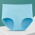 thumbnail image 1 of BLTIBY Women's High Waisted Triangle Briefs Solid Color Cotton Tummy Tightening Hip Lift Shaping Body Tightening Elastic Panties Plus Size Light Blue 4XL, 1 of 6