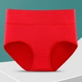 thumbnail image 1 of BLTIBY Women's High Waisted Triangle Briefs Solid Color Cotton Tummy Tightening Hip Lift Shaping Body Tightening Elastic Panties Plus Size Red 3XL, 1 of 6