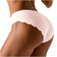 thumbnail image 1 of BLTIBY Women's High Waisted Triangle Briefs Solid Color Wave Lace No Trace Elastic Panties Fashion Lightweight Soft Underpants Pink L, 1 of 3