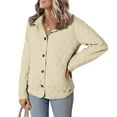 thumbnail image 1 of BLTIBY Women's Lightweight Diamond Quilted Jacket Winter Lapel Open Front Button Down Puffer Casual Coat Cardigan Outwear with Pockets Beige L, 1 of 9