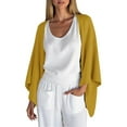 thumbnail image 1 of BLTIBY Women's Linen Cardigan Fall 3/4 Sleeve Open Front Lightweight Kimono Shrugs Casual Loose Cover Ups Beach Vacation Outwear Yellow XL, 1 of 4