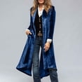 thumbnail image 1 of BLTIBY Women's Long Cardigan Fall Long Trench Coat Velvet Back Slit Open Front Loose Casual Elegant Jacket with Pockets Navy L, 1 of 8