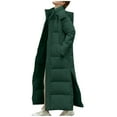 thumbnail image 1 of BLTIBY Women's Long Puffer Jacket Hooded Winter Zip Up Thickened Down Coat Side-opening Snap Fastener Trendy Warm Casual Outerwear with Pockets Green M, 1 of 3