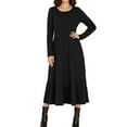 thumbnail image 1 of BLTIBY Women's Long Sleeve Maxi Dress Fall Winter Round Neck Knit Elegant Slim A Line Wedding Guest Dresses Black S, 1 of 9