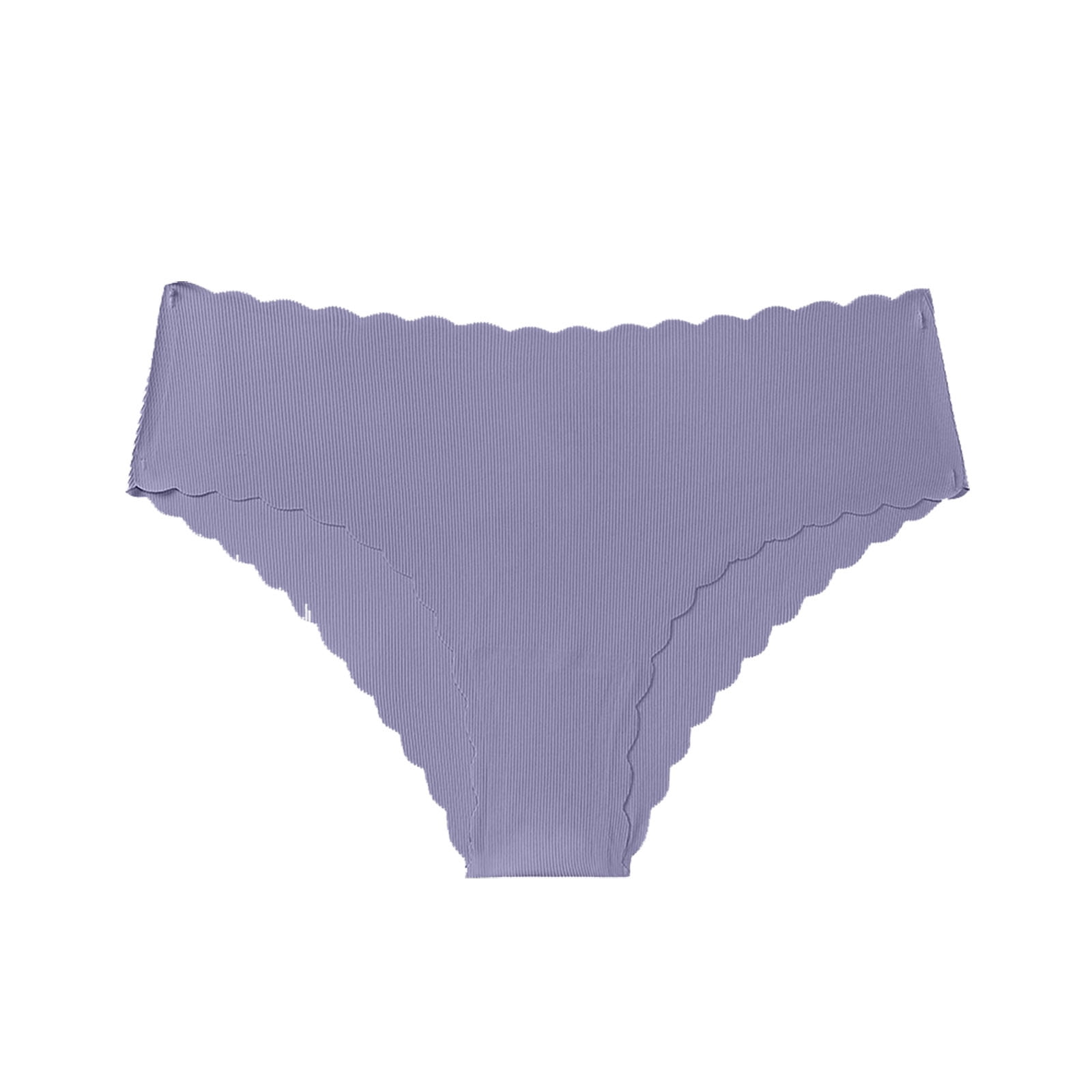 Solid Color Lace Trim Ribbed Low-Rise Triangle Panty