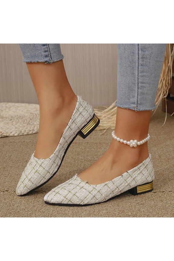 Women's Mary Jane Shoes Low Block Heel Pointed Toe Slip On Office Work Pumps Comfort Fashion Loafers Ladies Elegant Ballet Dance Dressy Wedding Casual Shoes Beige 36