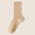 thumbnail image 1 of BLTIBY Women's Mid Calf Roll Top Socks Slouch Cotton Socks for Autumn Winter Solid Color Comfortable Stocking Khaki Free Size, 1 of 3