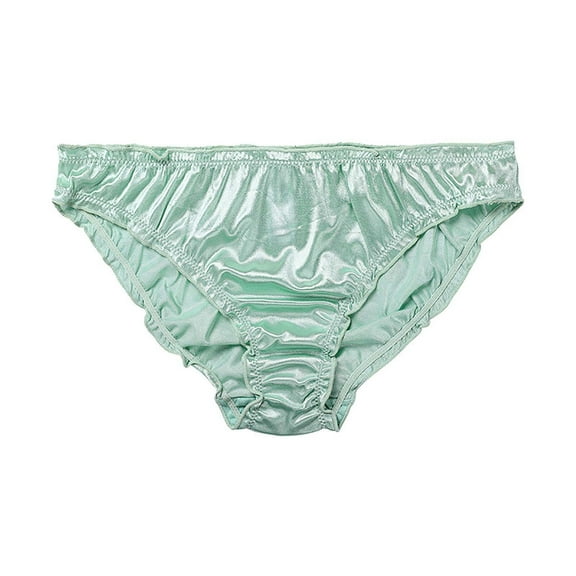 BLTIBY Women's Mid Waisted Triangle Briefs Solid Color Wave Lace Elastic Panties Fashion Lightweight Thongs Underpants Green S