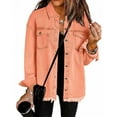 thumbnail image 1 of BLTIBY Women's Oversized Denim Jacket Fall Jean Jackets Button Up Frayed Hem Shacket Retro Western Boyfriend Lightweight Coat with Pockets Orange L, 1 of 6