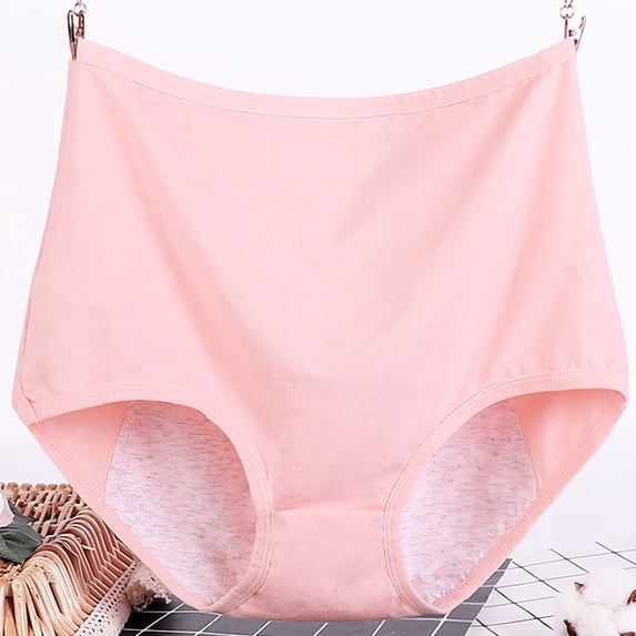 BLTIBY Women's Period Briefs Solid Color High Waisted Plus Size Menstrual Leakproof Comfortable Panties Bottom for Teen Girl Hot Pink 3XL