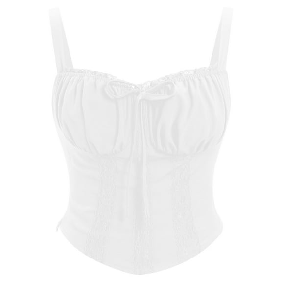 BLTIBY Women's Shapewear Tank Top Shaping Camisole V Neck Lace Tops Tummy Control Vest Slimming Sleeveless Shaper White L