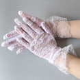 thumbnail image 1 of BLTIBY Women's Sheer Lace Floral Gloves Wrist Length Short Vintage Breathable Gloves for Bridal Wedding Tea Party Events Halloween White One Size, 1 of 2
