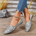 thumbnail image 1 of BLTIBY Women's Sparkling Sequin Flat Shoes Pointed Toe Rhinestone Ballet Wedding Flats Silver 39, 1 of 9