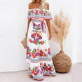 thumbnail image 1 of BLTIBY Women's Summer Maxi Dress Off the Shoulder Ruffle Strapless Printed Boho Casual Loose Fashion Long Dresses White XL, 1 of 7