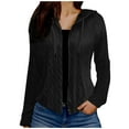 thumbnail image 1 of BLTIBY Women's Sweatshirt Cardigan Jacket Hoodies Fall Solid Color Texture Zip Up Drawstring Open Front Coat Comfort Lightweight Casual Outwear with Pockets Black 3XL, 1 of 5