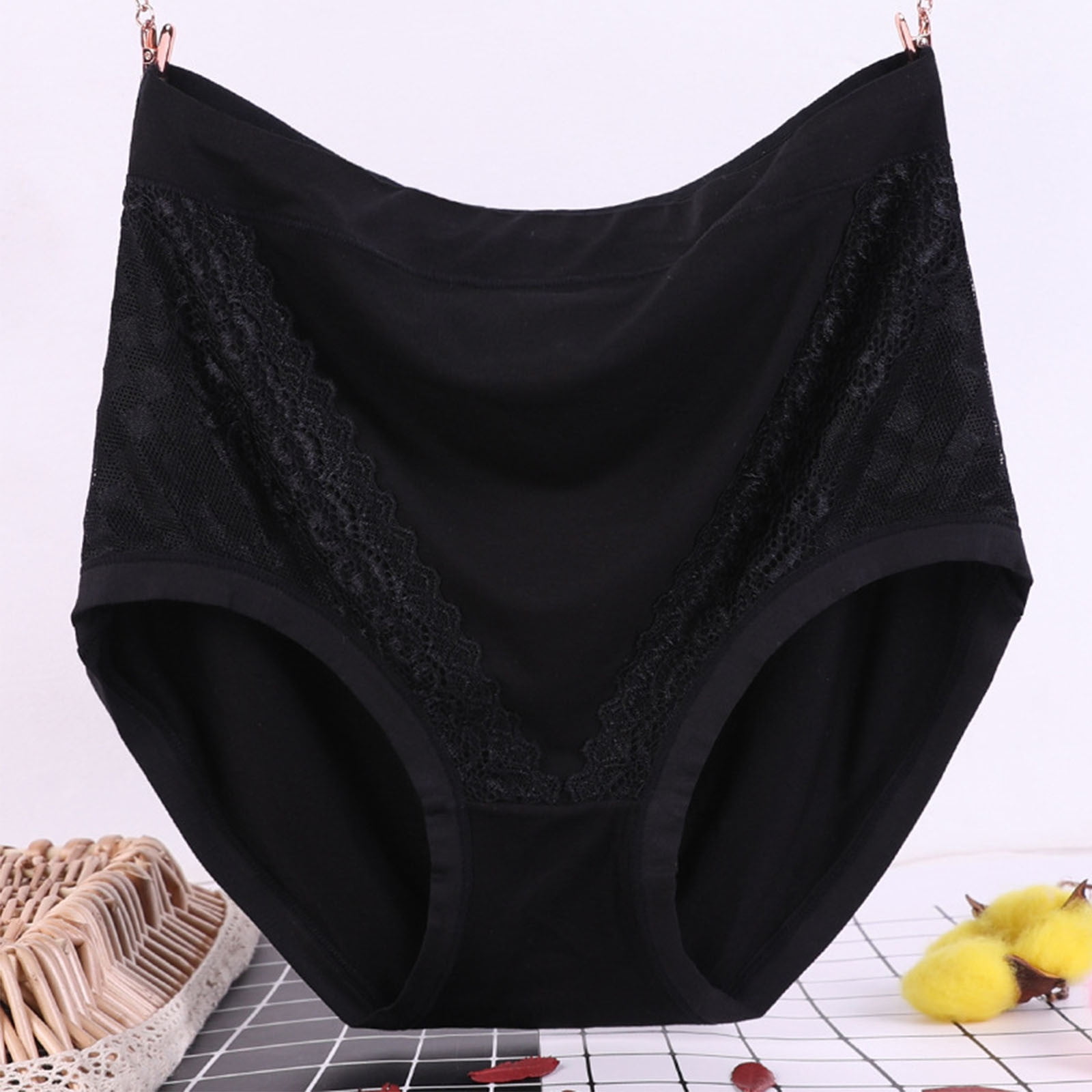 BLTIBY Women's Triangle Brief Solid Color Plus Size High Waisted ...