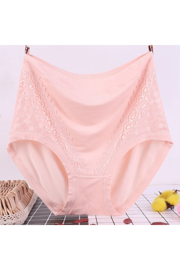 Women's Triangle Brief Solid Color Plus Size High Waisted Lightweight Cotton Panties Ladies Stretch Comfortable Breathable Underpants Orange 4XL