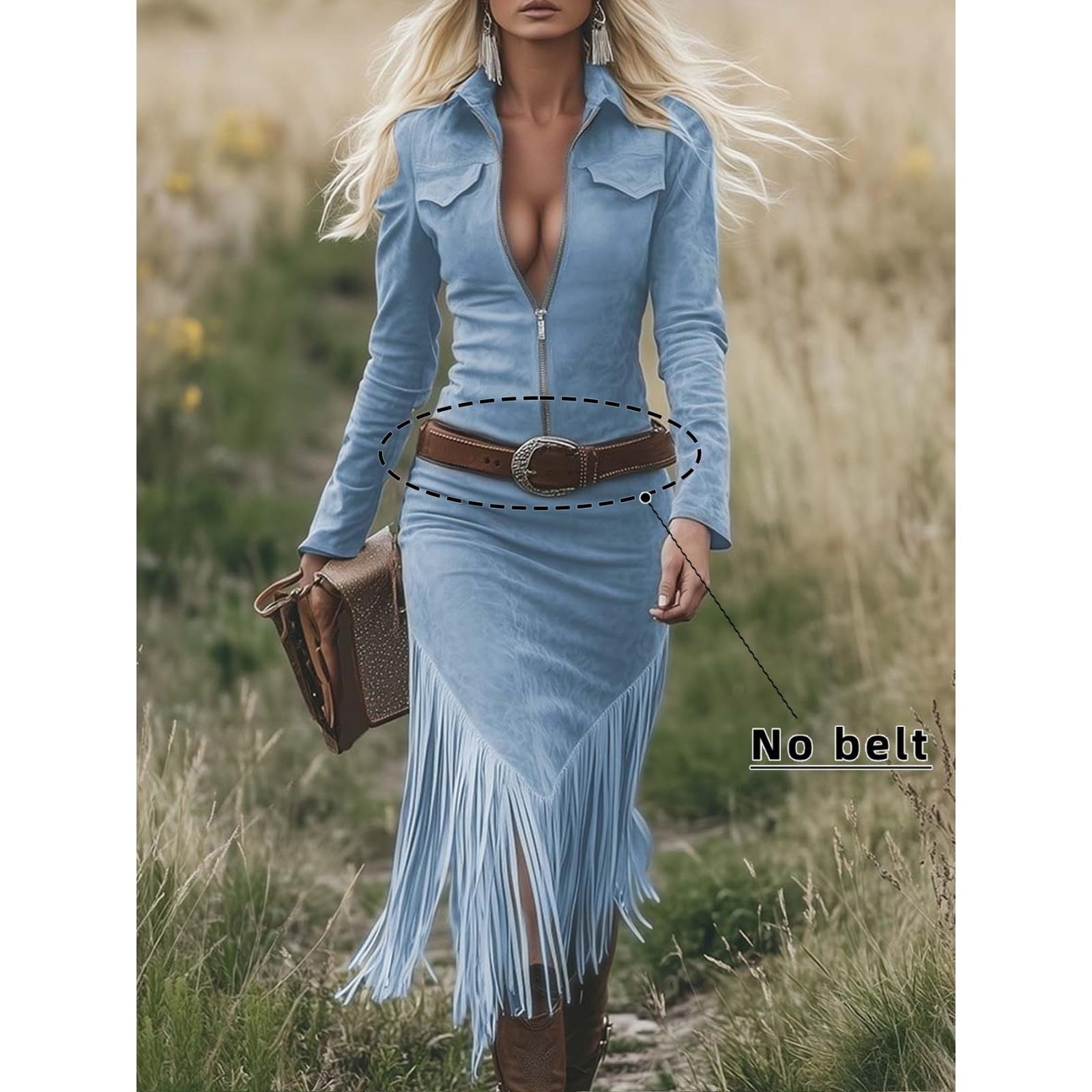 WESTERN DRESS WITH BELT main image 0